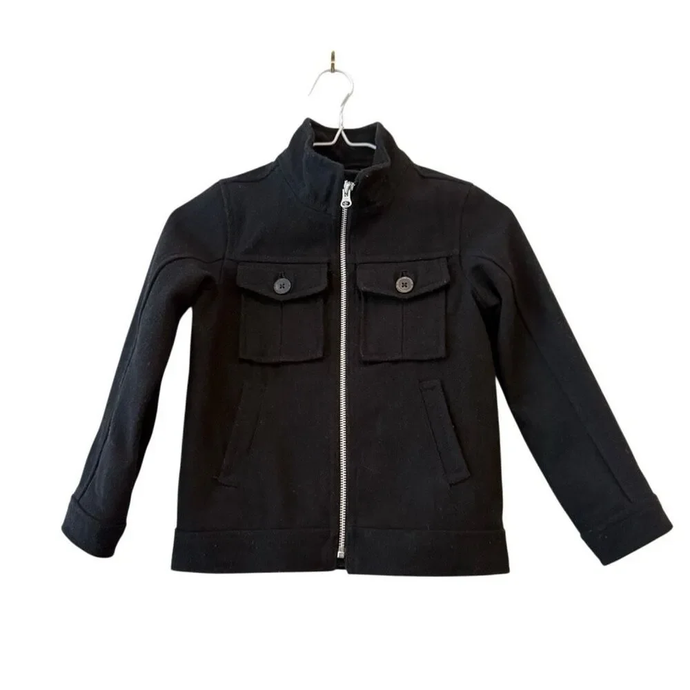 Old Navy Mock Neck Full Zip Wool Blend Long Sleeve Field Jacket Black Size XS
